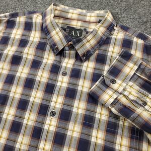 Armani Exchange AX Button Up Shirt Mens 2XL Fitted Casual Plaid Business Office